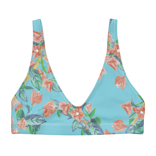 Bougainvillea Springs Sky Blue and Coral Recycled Scoop Bikini Top