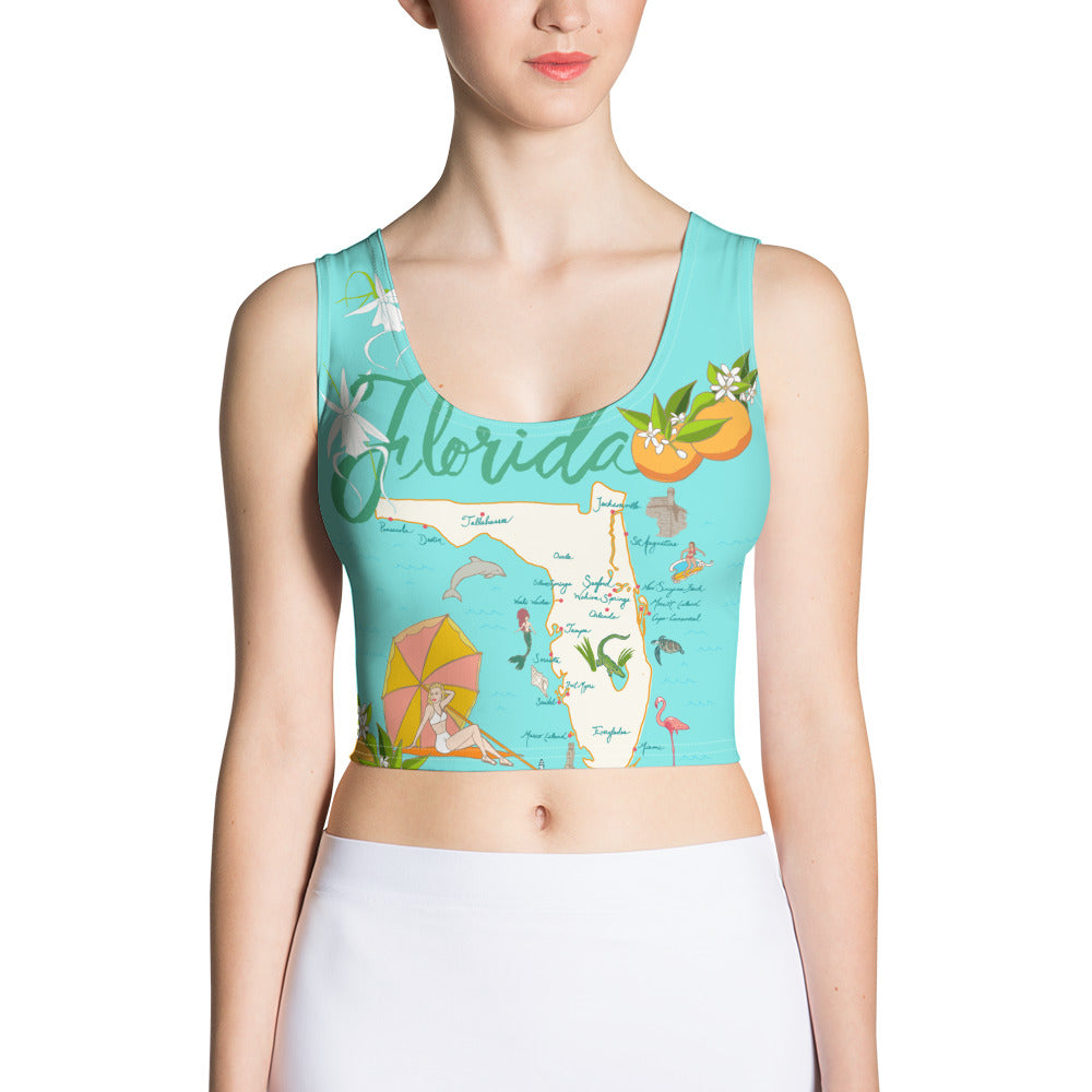 Florida Map Swim Crop Top