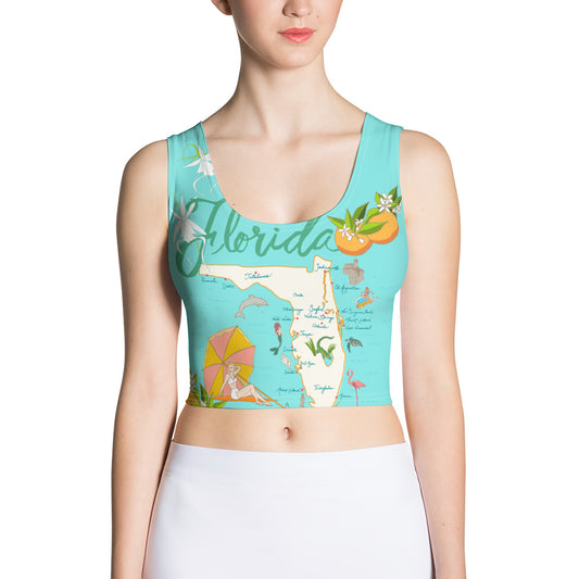 Florida Map Swim Crop Top