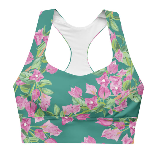 Bougainvillea Springs Teal and Pink Swim Sports Bra