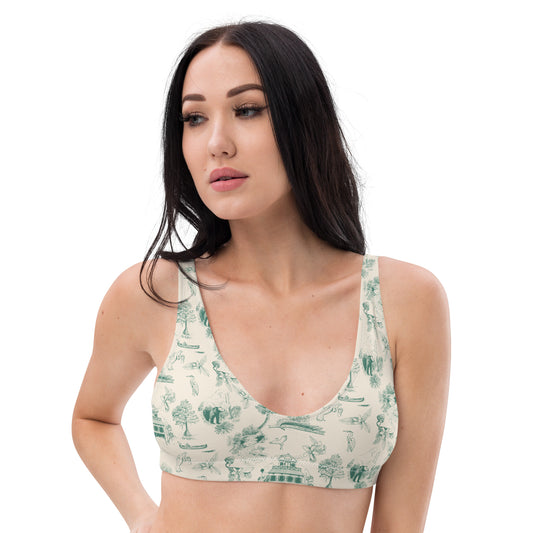 Old Florida Toile Recycled bikini top