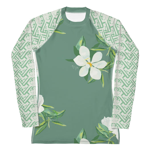 Magnolia Springs Jade Green with Contrasting Sleeves Rash Guard