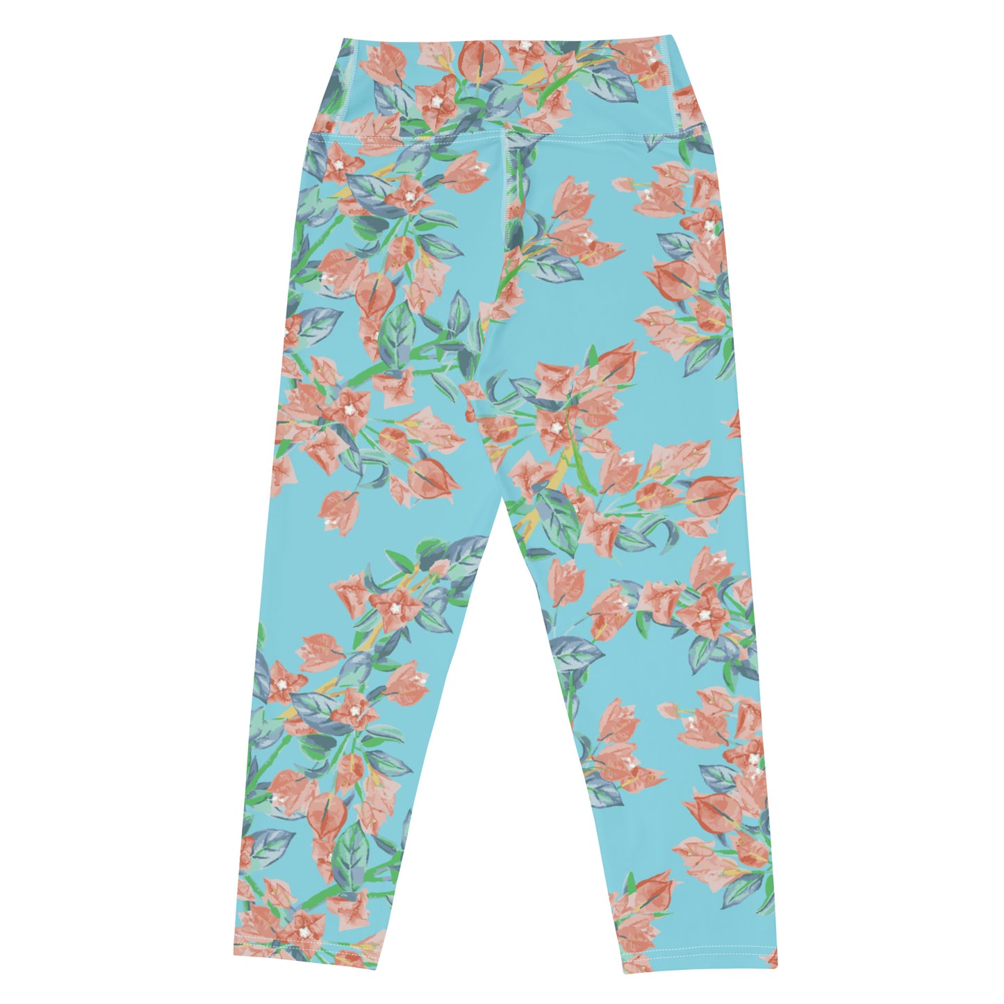 Bougainvillea Springs Sky Blue and Coral Capri Swim Leggings