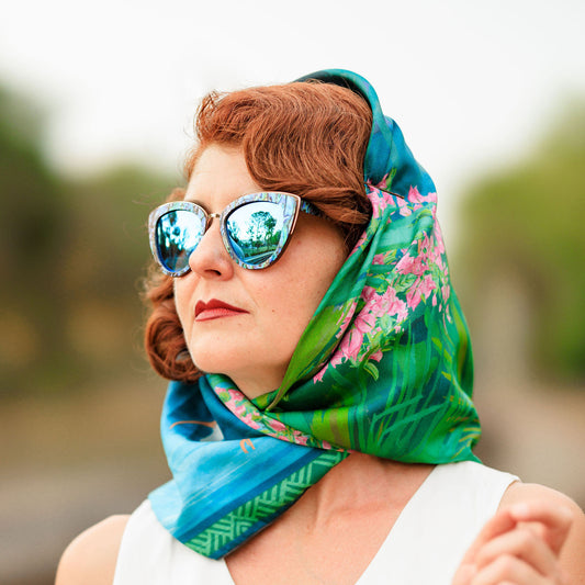 Egret Lagoon Silk Scarf