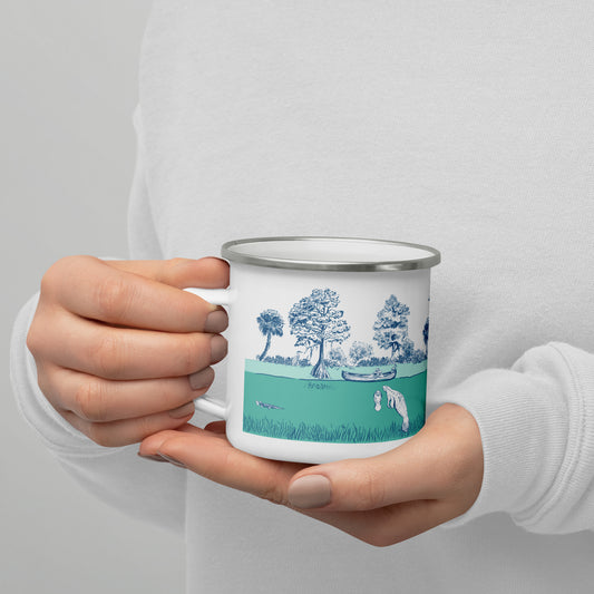 Manatee and Canoe Blue Spring Enamel Mug