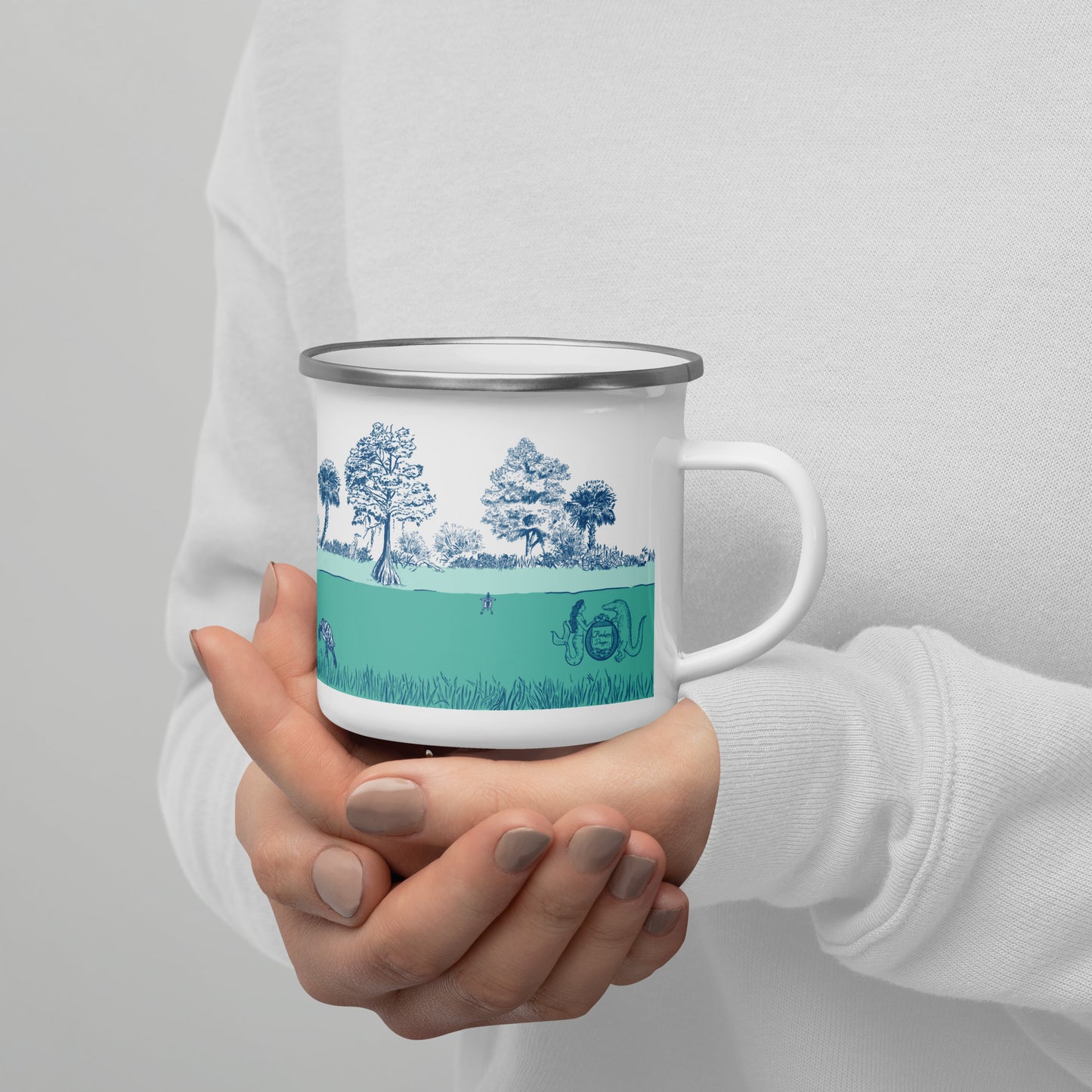 Manatee and Canoe Blue Spring Enamel Mug