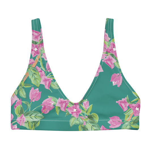 Bougainvillea Springs Teal and Pink Recycled Scoop Bikini Top