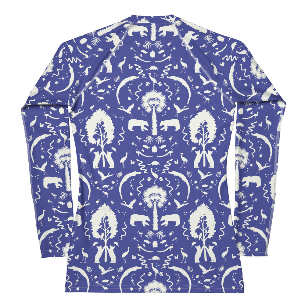 Wekiwa Springs Wild Paisley Blue and Cream Rash Guard