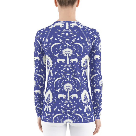 Wekiwa Springs Wild Paisley Blue and Cream Rash Guard