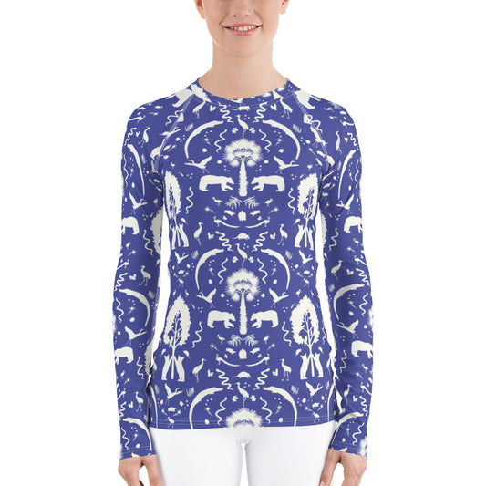Wekiwa Springs Wild Paisley Blue and Cream Rash Guard