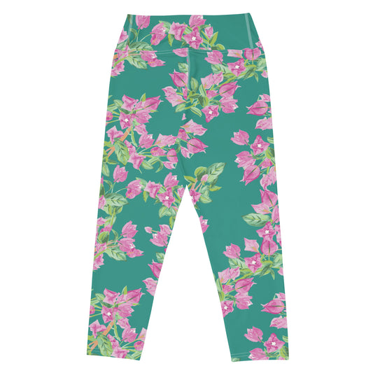 Bougainvillea Springs Teal and Pink Capri Swim Leggings