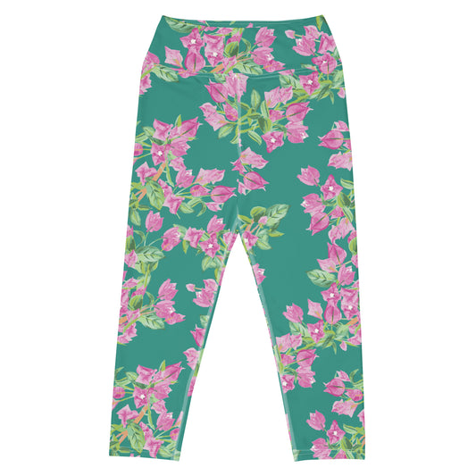 Bougainvillea Springs Teal and Pink Capri Swim Leggings