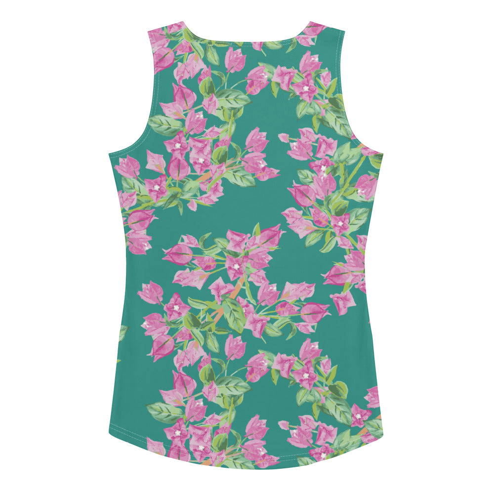 Bougainvillea Springs Teal and Pink Tank Top