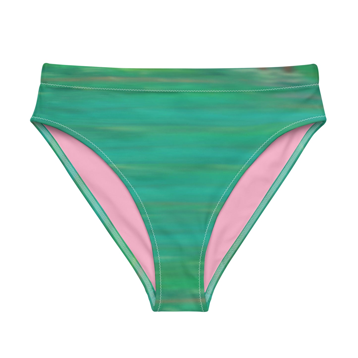 Spoonbill Jungle Green and Pink Recycled high-waisted bikini bottoms
