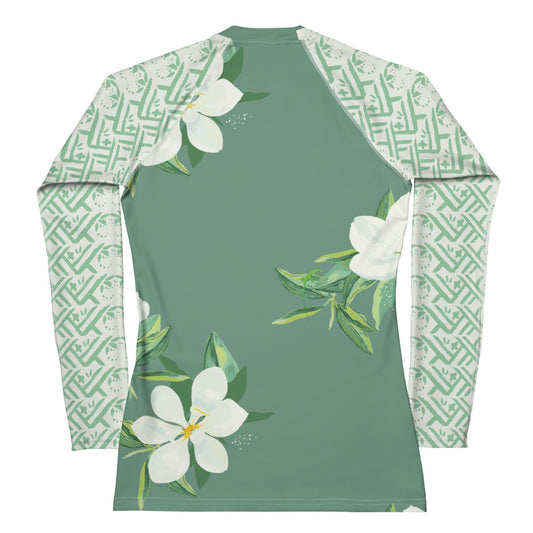 Magnolia Springs Jade Green with Contrasting Sleeves Rash Guard