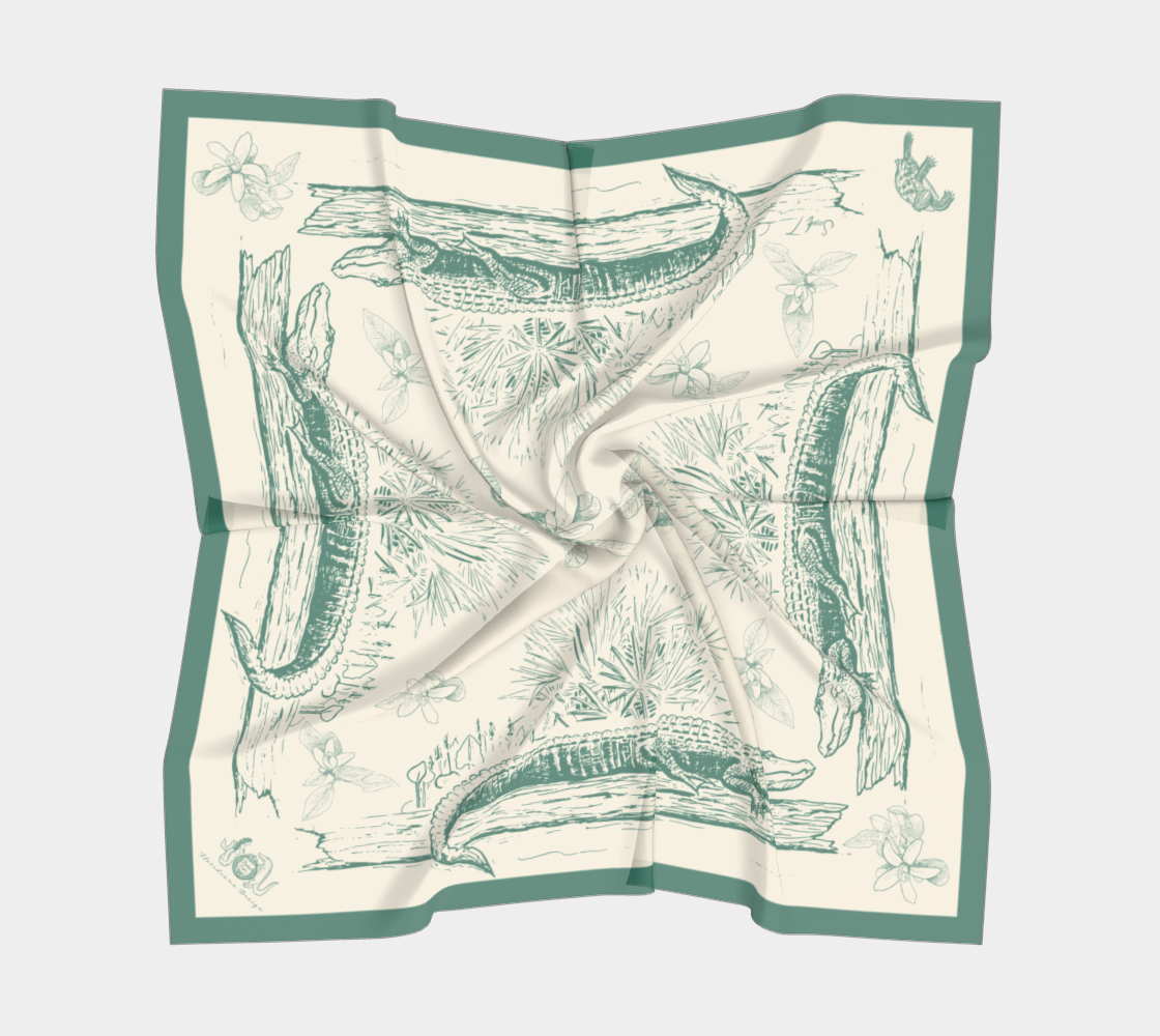 Floridiana Alligator Vintage-Style Silk Scarf Small