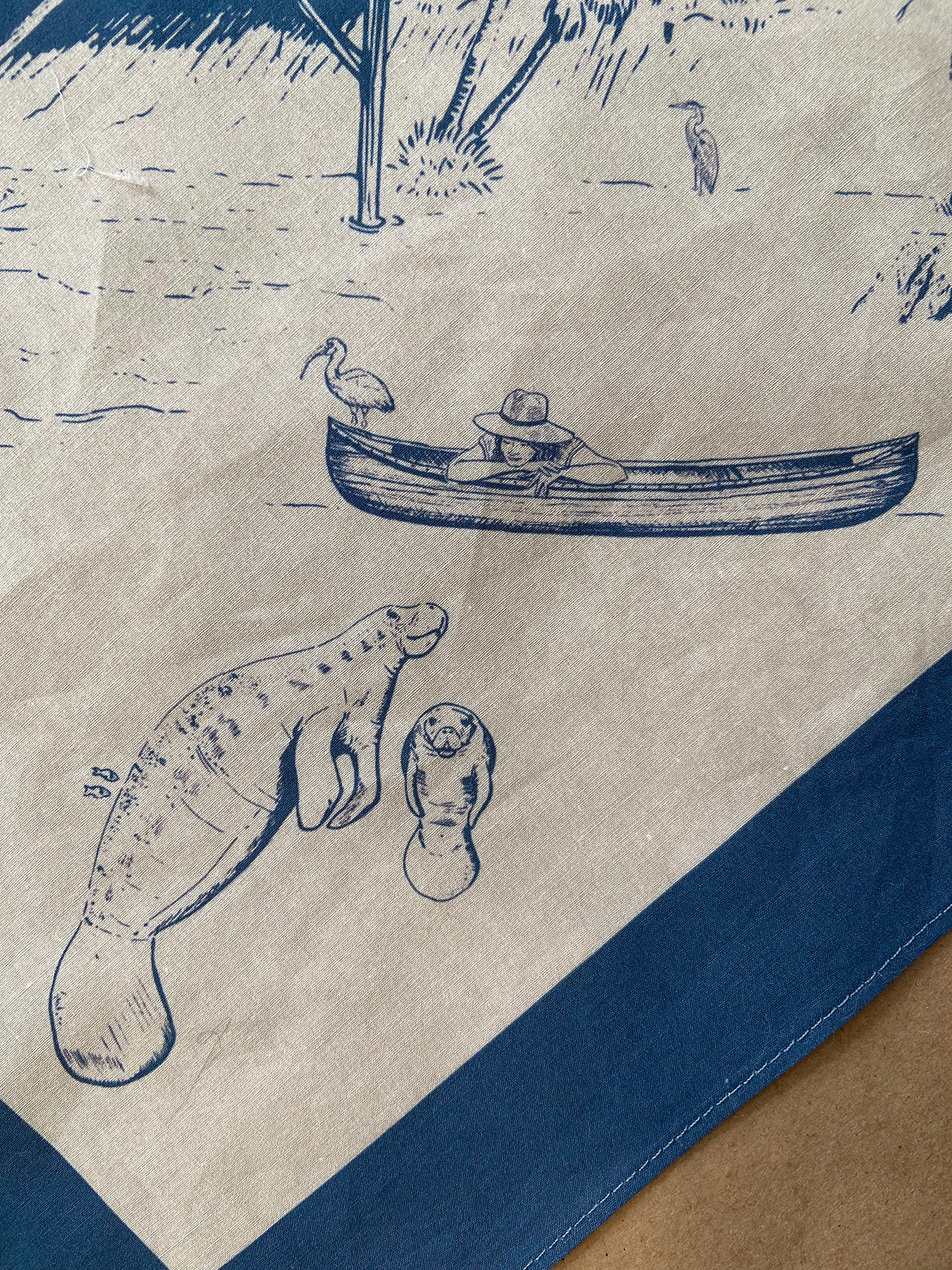Floridiana 1930's Manatee Cotton Scarf