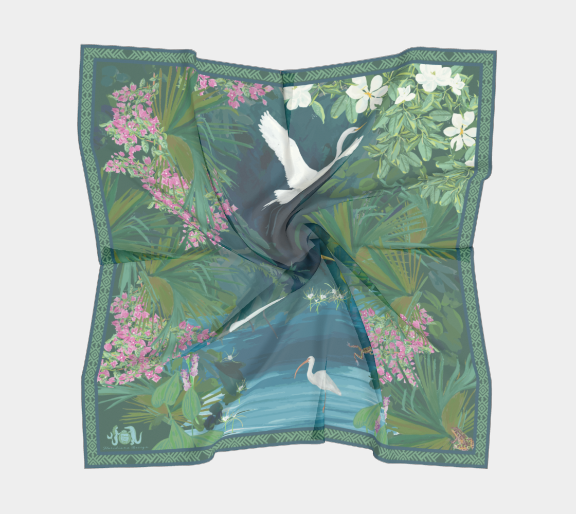 Egret Lagoon Silk Scarf Large
