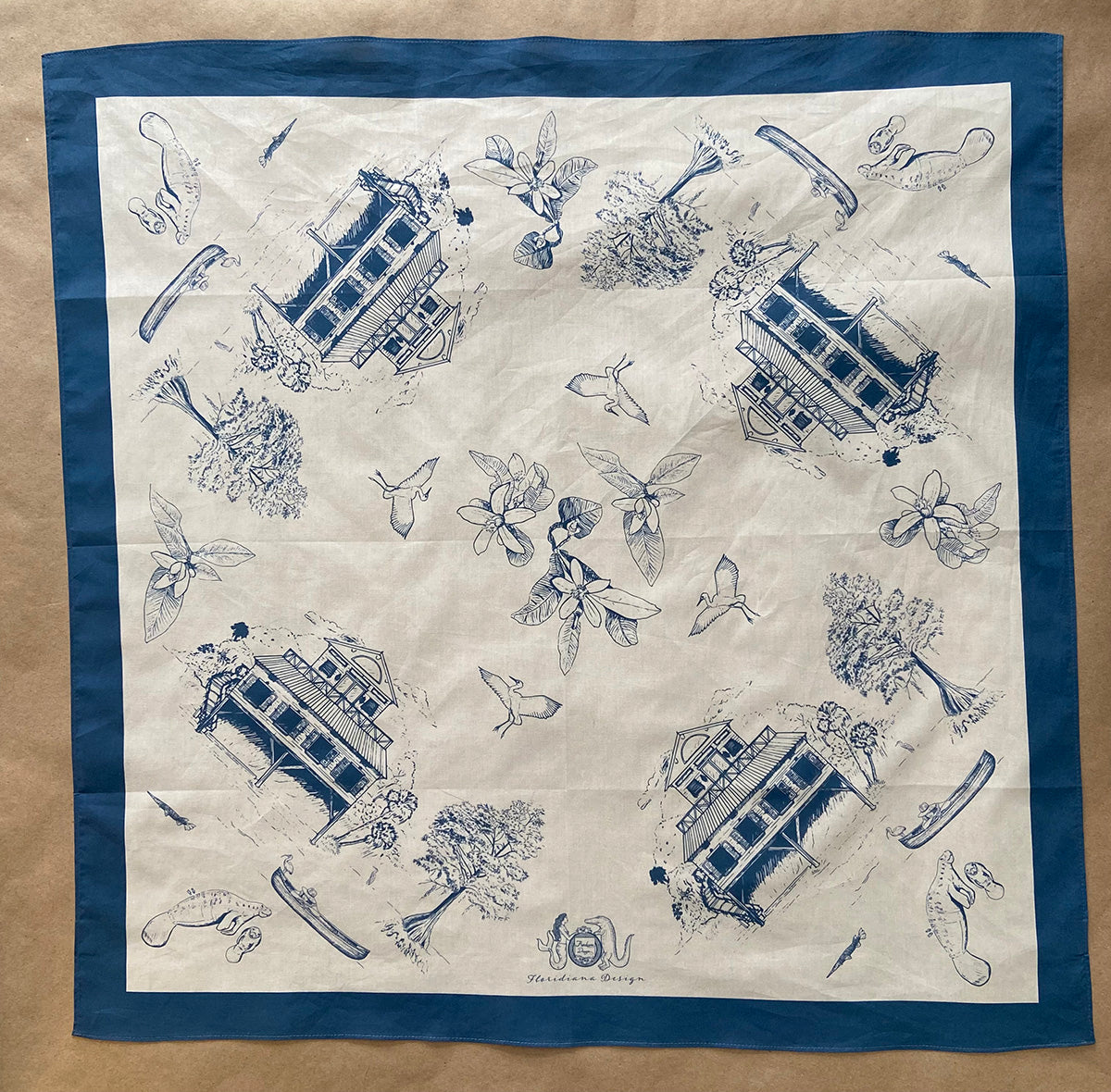 Floridiana 1930's Manatee Cotton Scarf