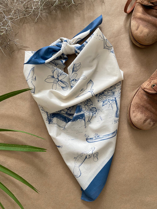 Floridiana 1930's Manatee Cotton Scarf
