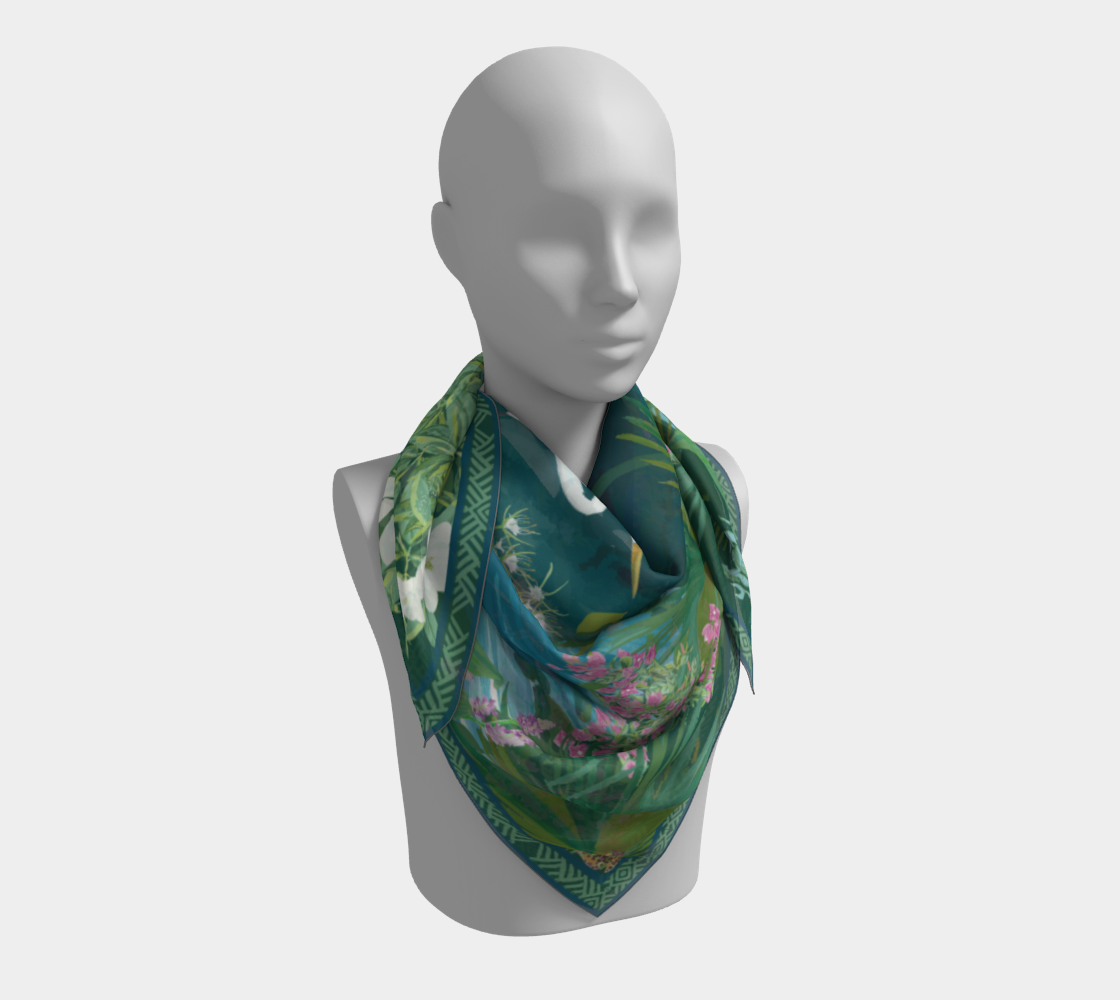 Egret Lagoon Silk Scarf Large