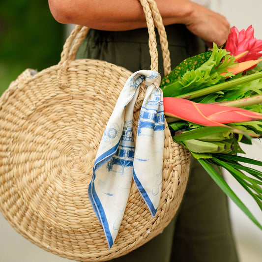 Floridiana 1930's Manatee and Canoe Vintage-Style Silk Scarf Medium