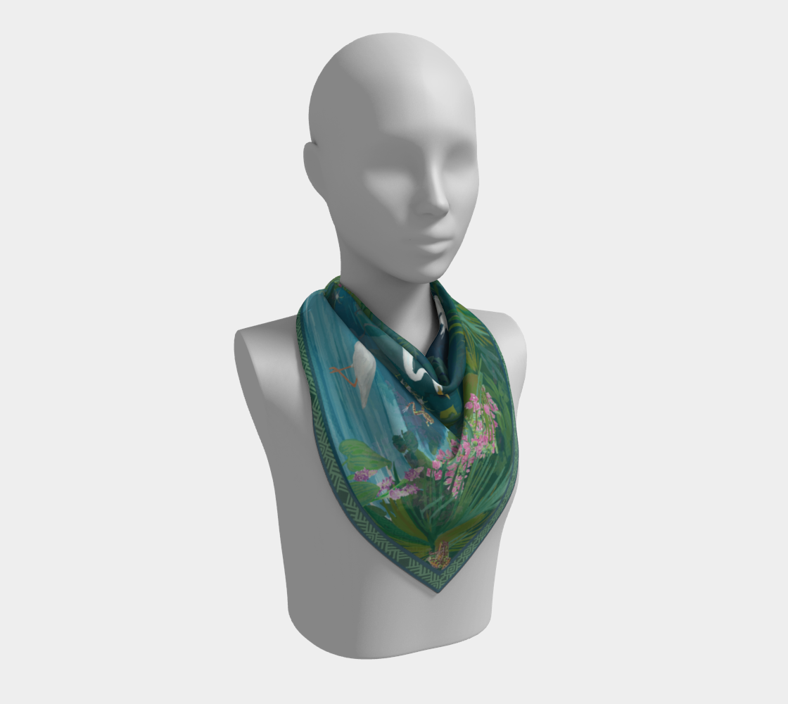 Egret Lagoon Silk Scarf Medium