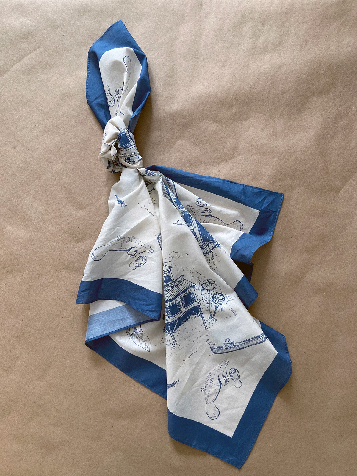 Floridiana 1930's Manatee Cotton Scarf