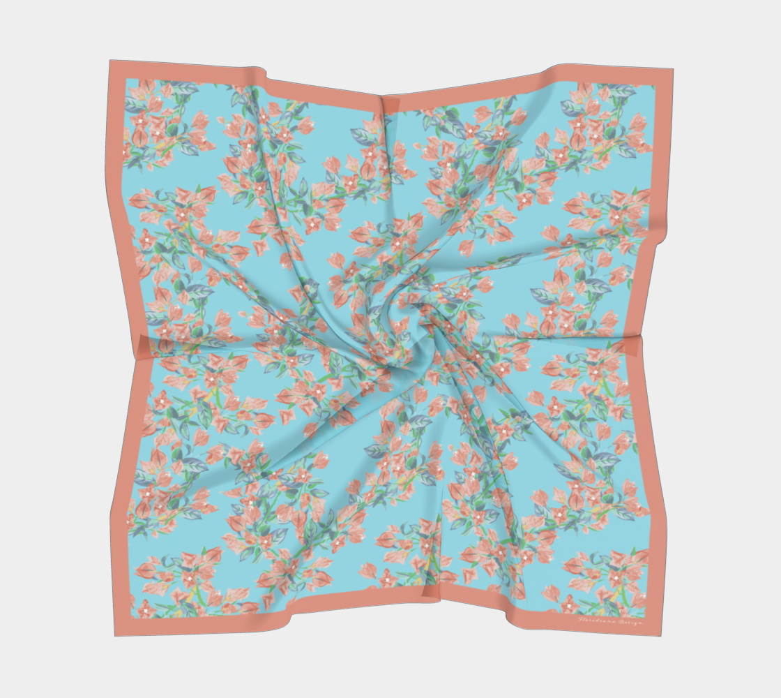 Bougainvillea Springs Sky Blue and Coral Sarong Cover-Up