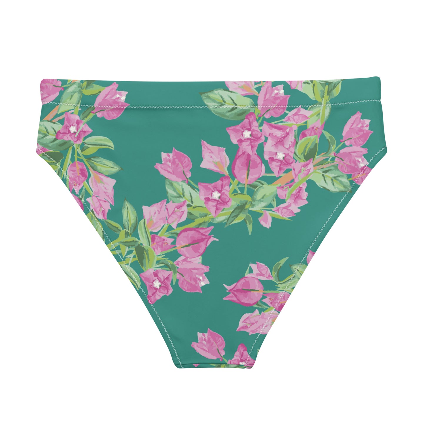 Bougainvillea Springs Teal and Pink Recycled High-waisted Bikini Bottoms